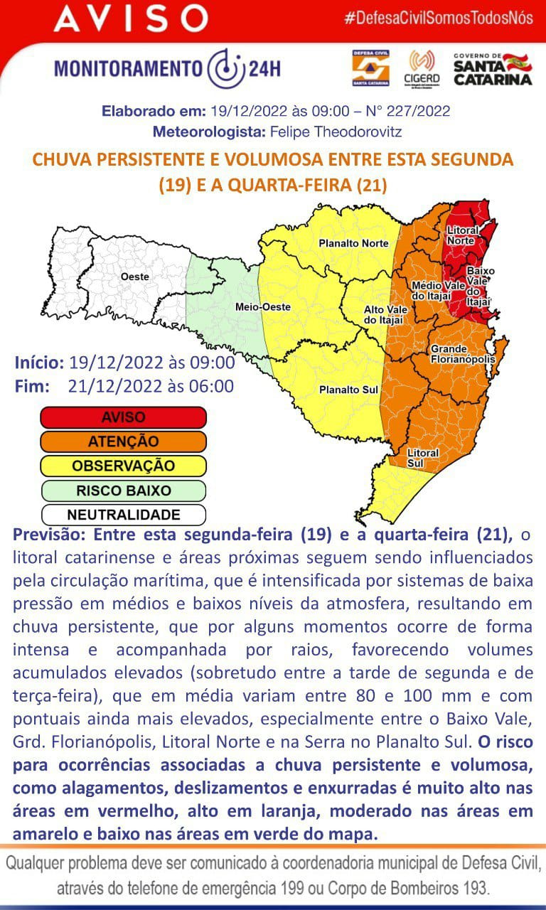 Defesa Civil Alerta Para Possibilidade De Chuva Volumosa E Persistente Entre Esta Segunda Feira 