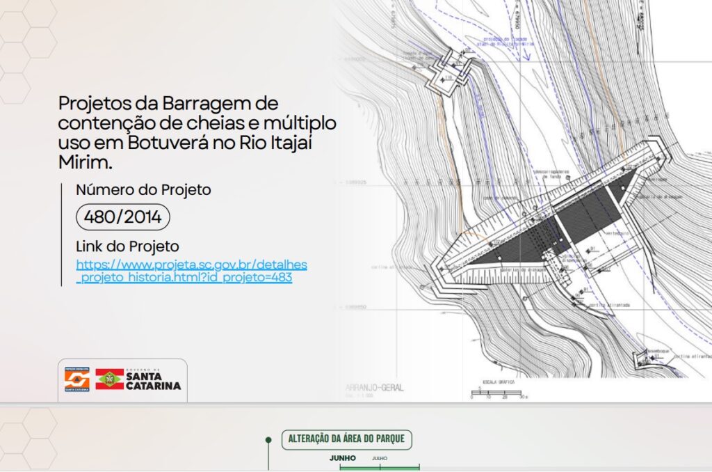 Projetos da Barragem de contenção de cheias e múltiplo uso em Botuverá no Rio Itajaí Mirim